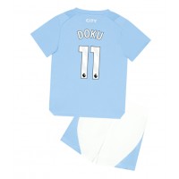 Fotbalové Dres Manchester City Jeremy Doku #11 Dětské Domácí 2023-24 Krátký Rukáv (+ trenýrky)